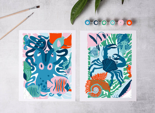 Cate Paper Co. - Sea Creatures Paint-By-Numbers kit