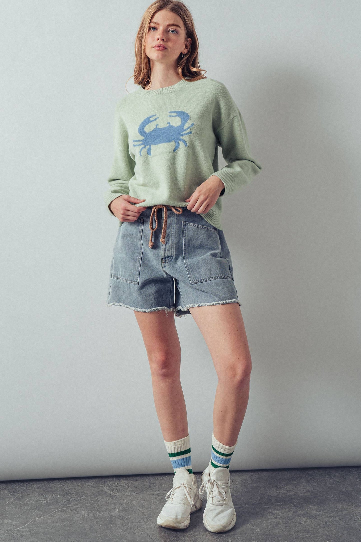 Urban Daizy - Crab Graphic Relaxed Knit Sweater