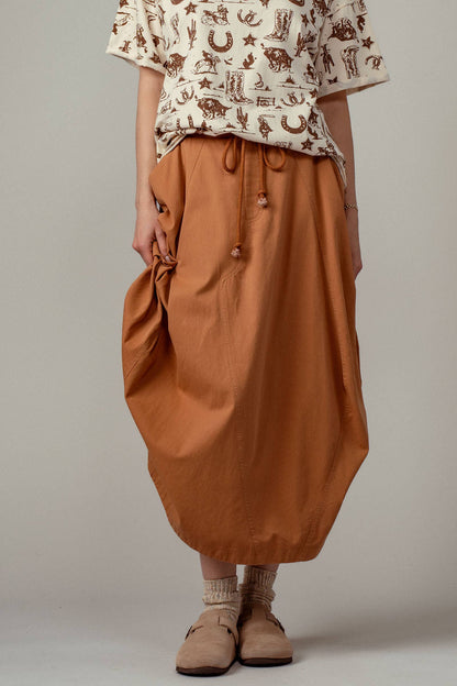 Urban Daizy - Balloon Hem Drawstring Maxi Skirt