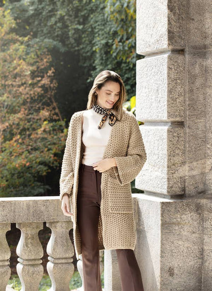 SAACHI - Long Sleeve Kimono Cable Knit Cardigan