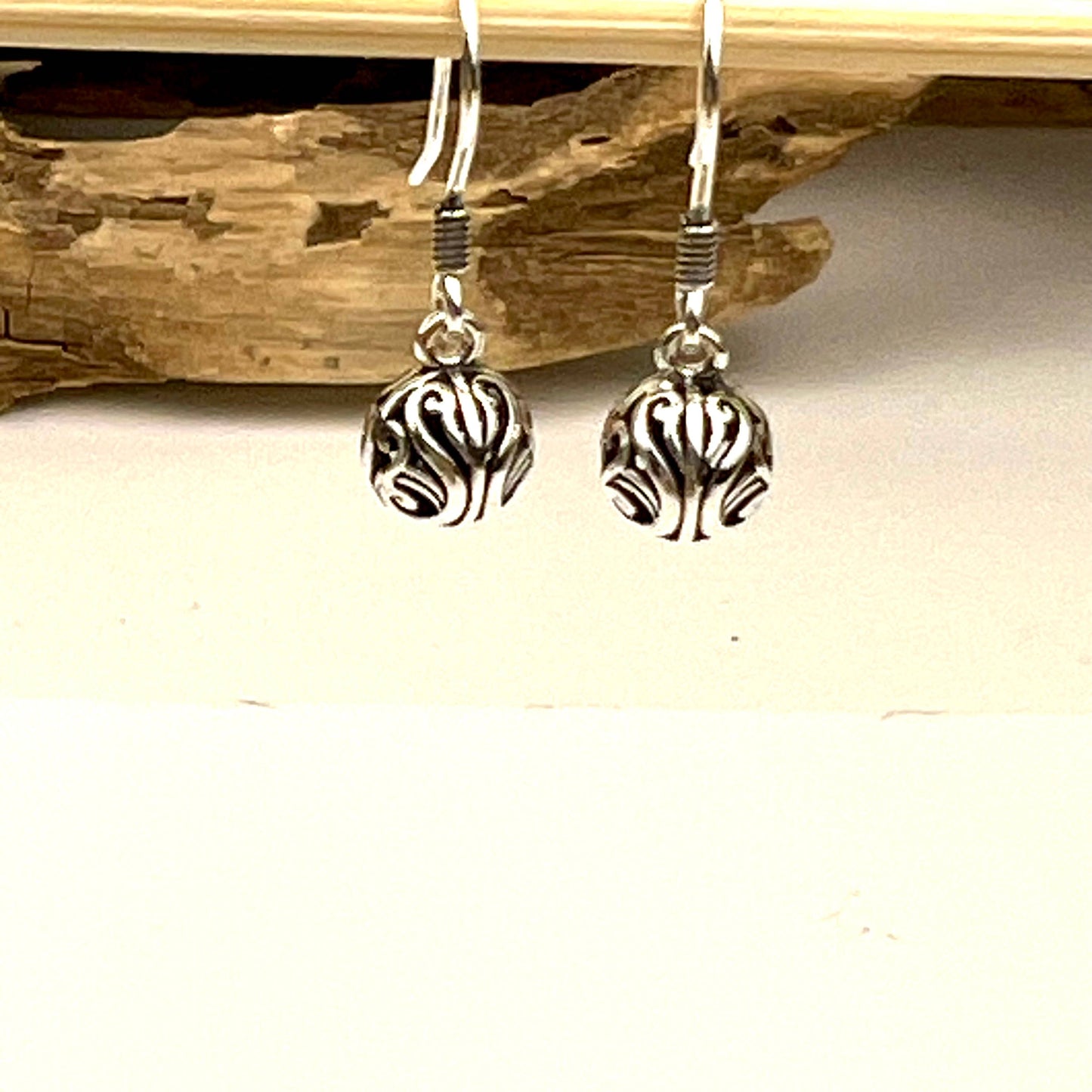 Jackie Gallagher Designs - Handmade Coastal Jewelry - Bali Ball Bead Earring, sterling silver