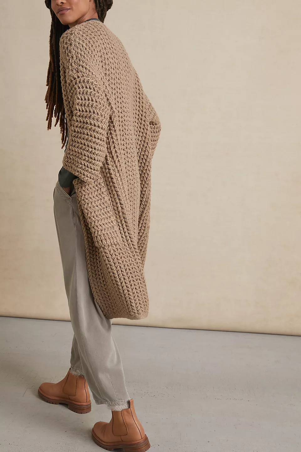 SAACHI - Long Sleeve Kimono Cable Knit Cardigan