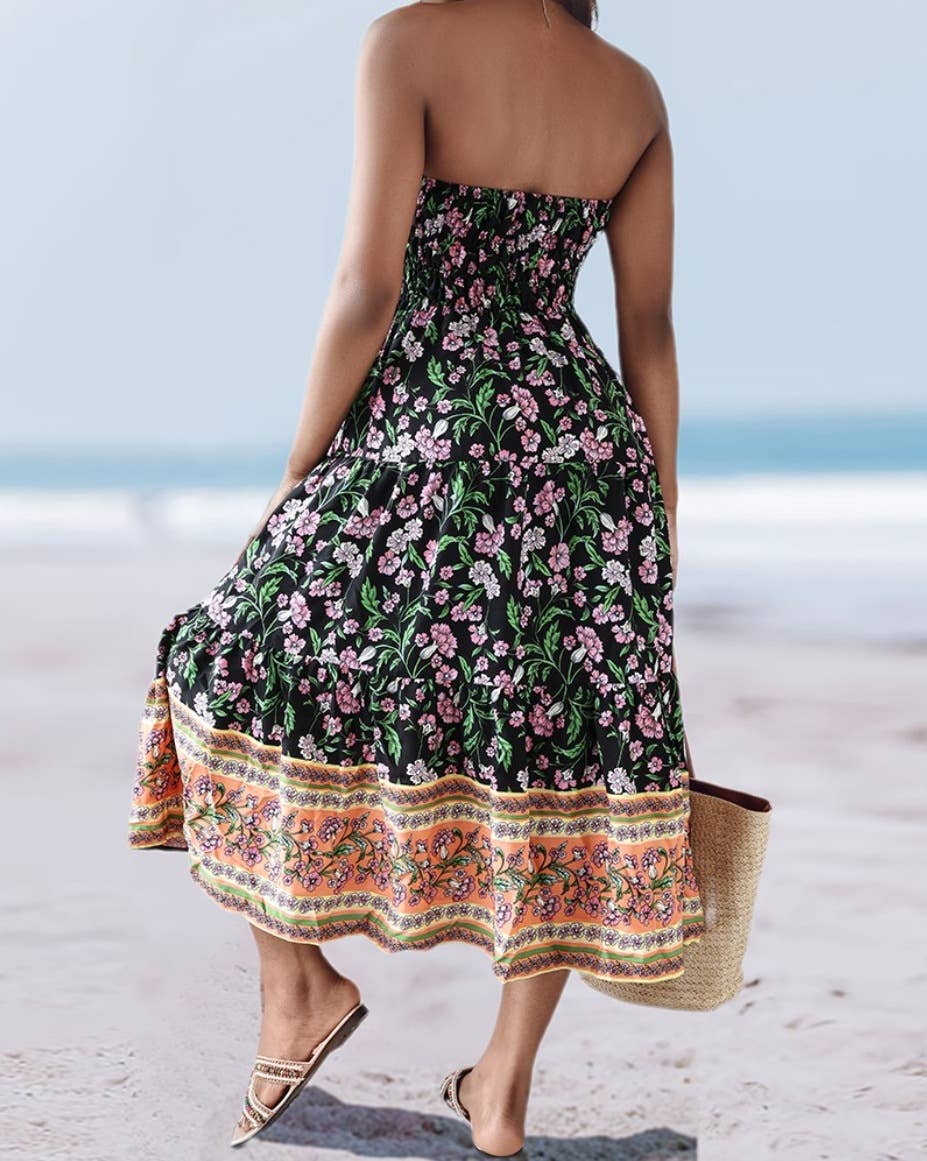 Rosa Clothing - Swing Style Bohemia Ethnic Floral maxi skirt
