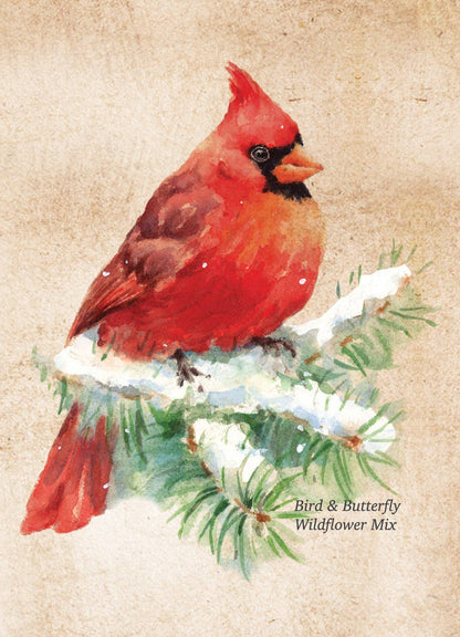 Bentley Seed Co. - Snowy Cardinal Holiday Gift Tag - Wildflower Mix Seed Packet