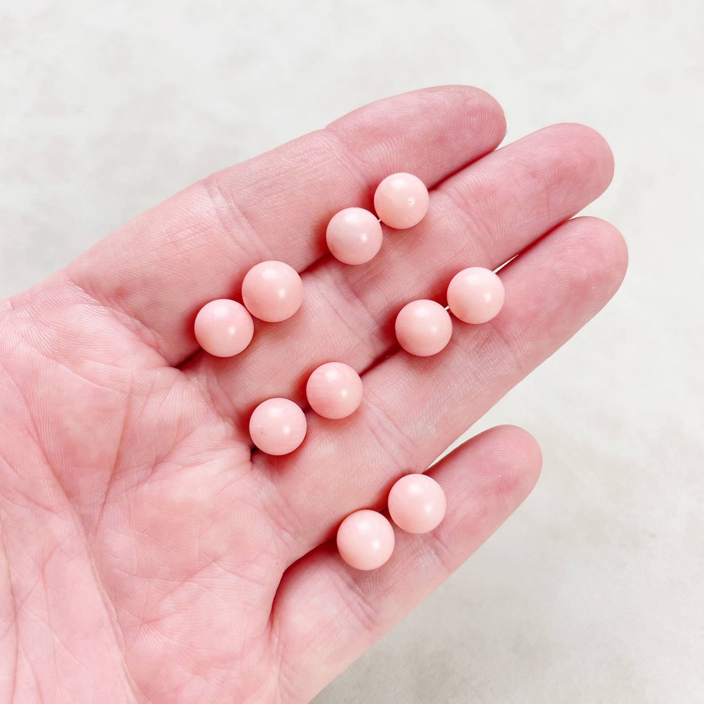 Ewelina Pas Jewelry - Silver 8mm Pink Coral Orb Stud Earrings