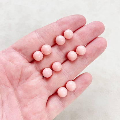 Ewelina Pas Jewelry - Silver 8mm Pink Coral Orb Stud Earrings