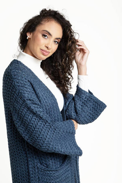 SAACHI - Long Sleeve Kimono Cable Knit Cardigan
