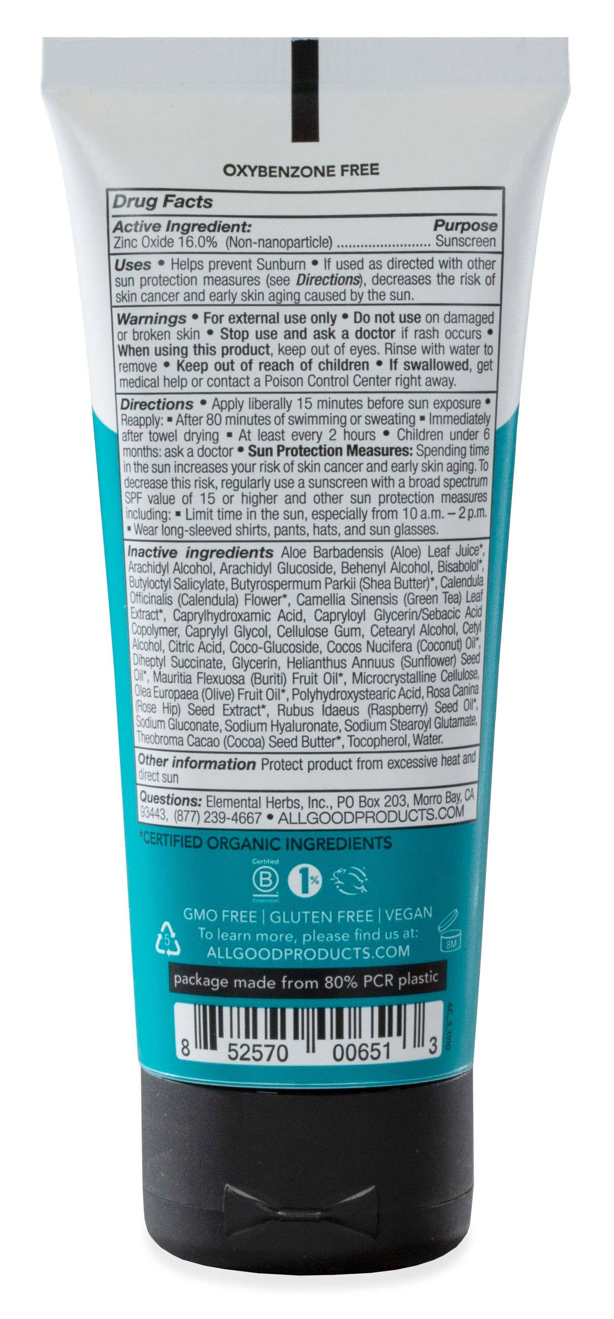 All Good Body Care - Sport Mineral Sunscreen Lotion w/ Organic Ingredients SPF 30