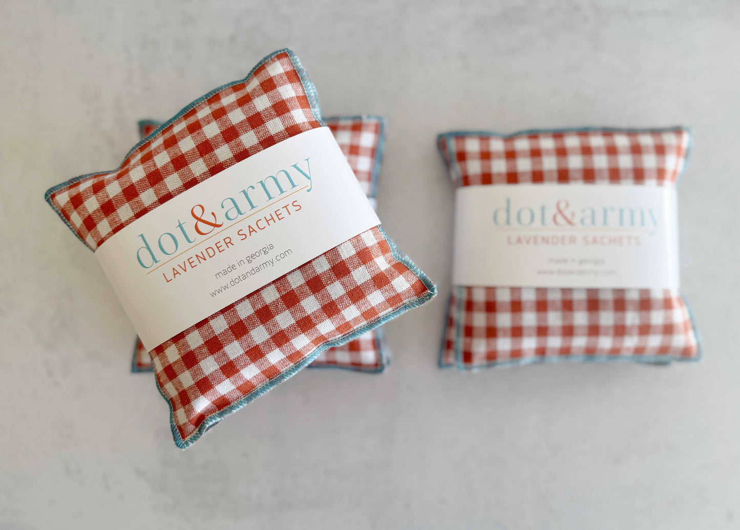 Dot and Army - Mini Check Linen Lavender Sachets, set of two