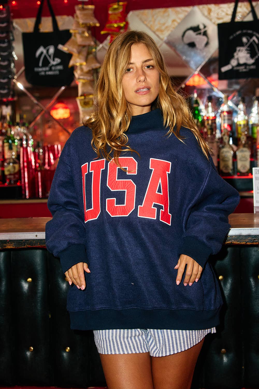 BUCKETLIST INC - IT2594-USAFLAG 'USA & FLAG' Reversible Mock Neck Sweatshirt