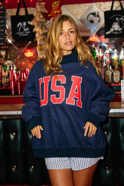 BUCKETLIST INC - IT2594-USAFLAG 'USA & FLAG' Reversible Mock Neck Sweatshirt