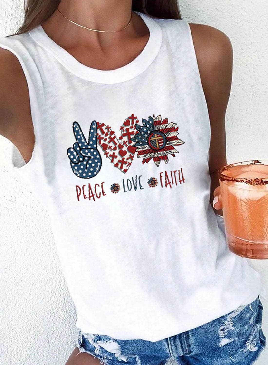 Rosa Clothing - 4th Of July Loose Printed Vest