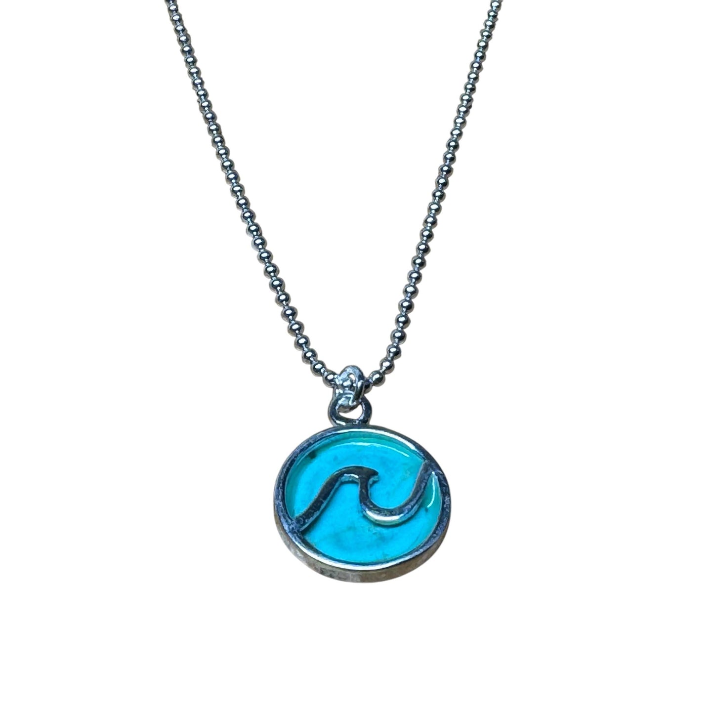 Jackie Gallagher Designs - Handmade Coastal Jewelry - Turquoise Wave Necklace, 16" sterling silver