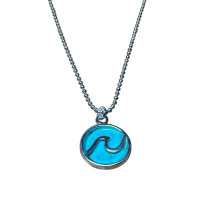 Jackie Gallagher Designs - Handmade Coastal Jewelry - Turquoise Wave Necklace, 16" sterling silver