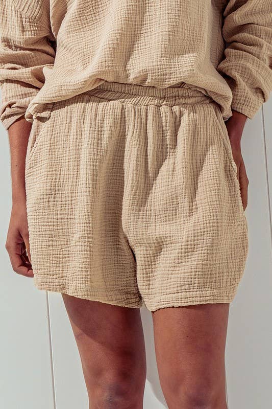 Urban Daizy - **BREATHELESS LOUNGE SHORTS: TAUPE / S-2/M-2/L-2