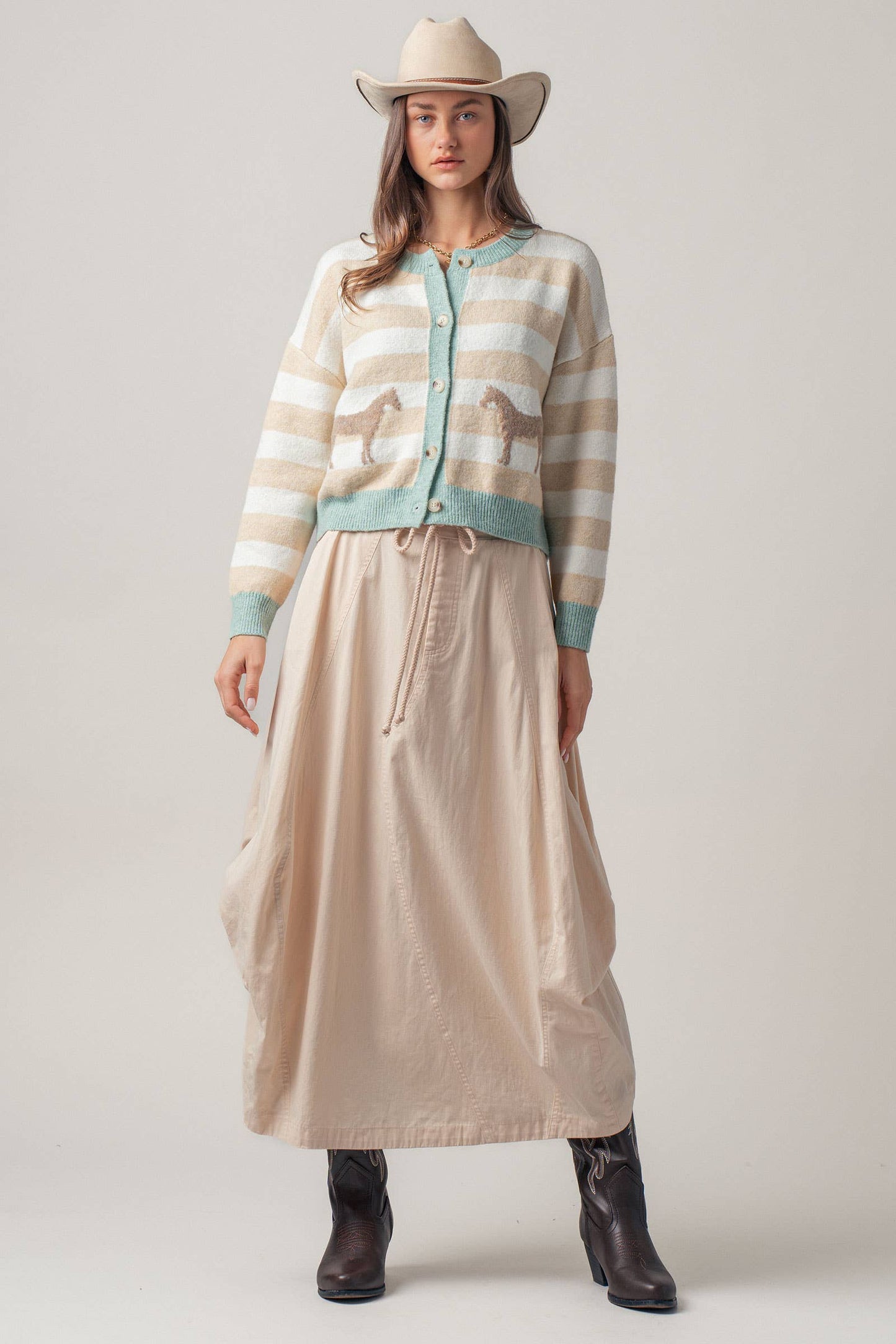 Urban Daizy - Balloon Hem Drawstring Maxi Skirt