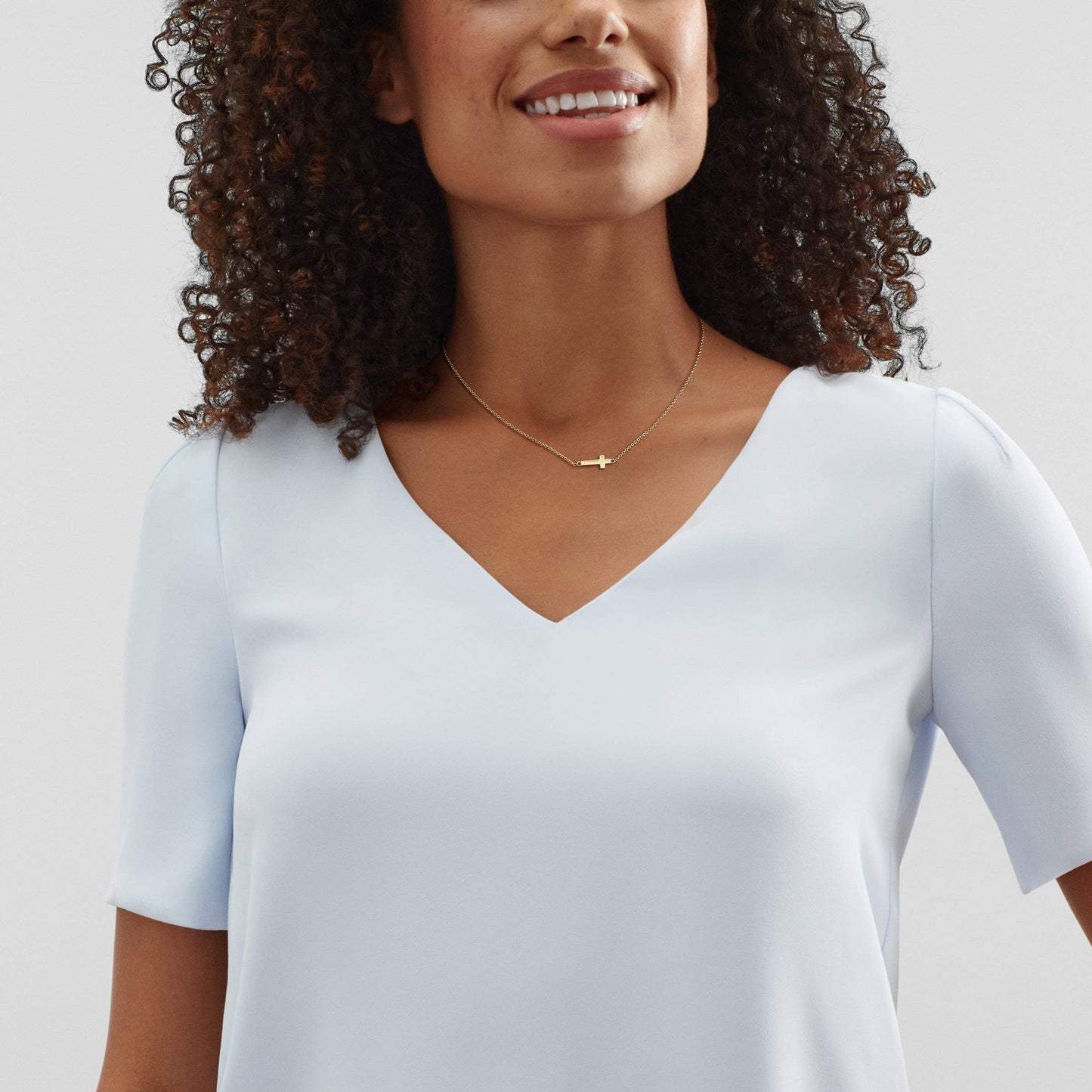 Silpada - Silpada 'Simplex Cross' Horizontal Cross Necklace in Sterlin: White