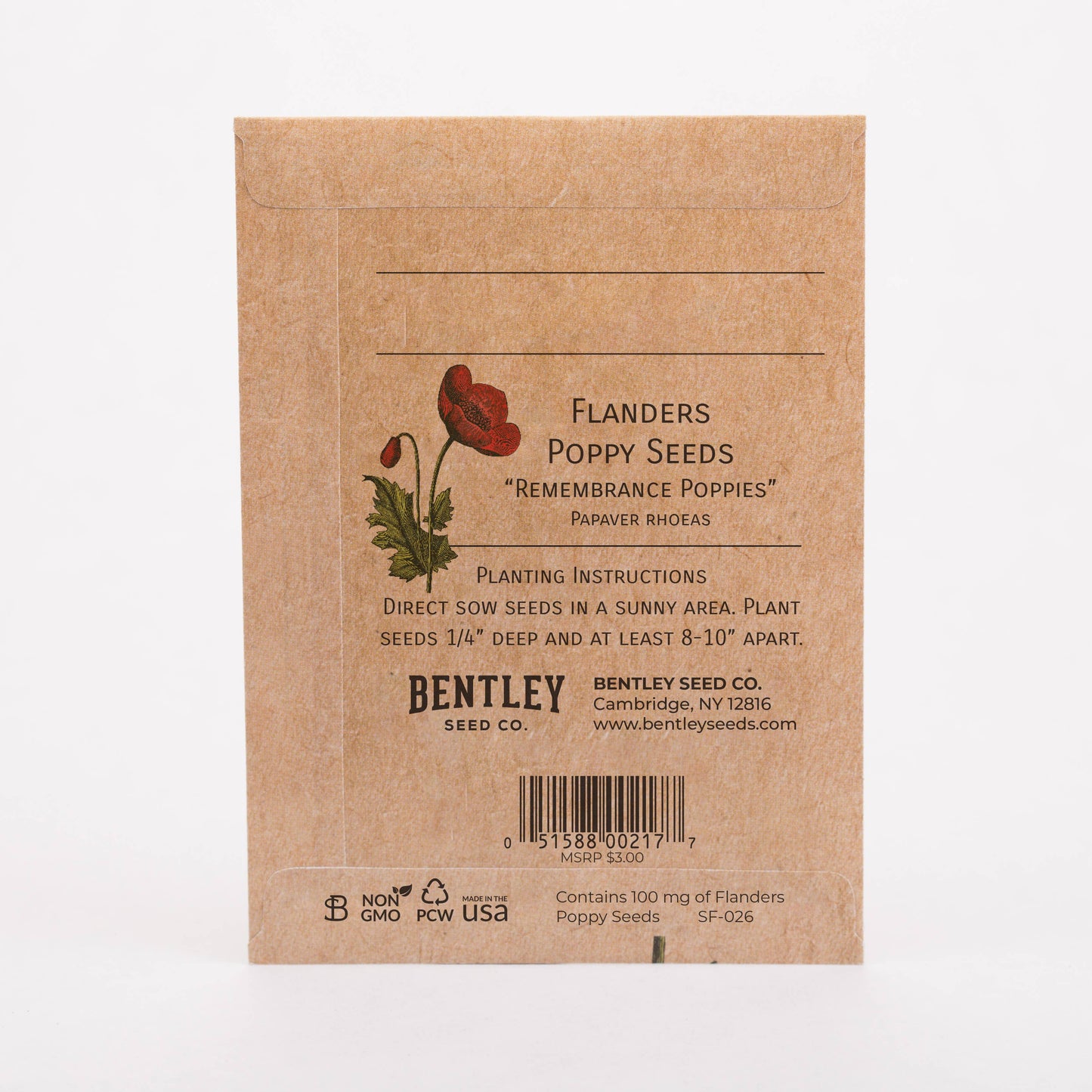 Bentley Seed Co. - In Our Hearts Remembrance Memorial - Flanders Poppy