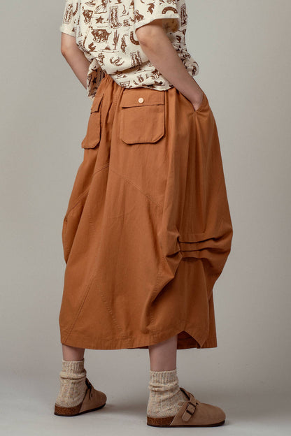 Urban Daizy - Balloon Hem Drawstring Maxi Skirt