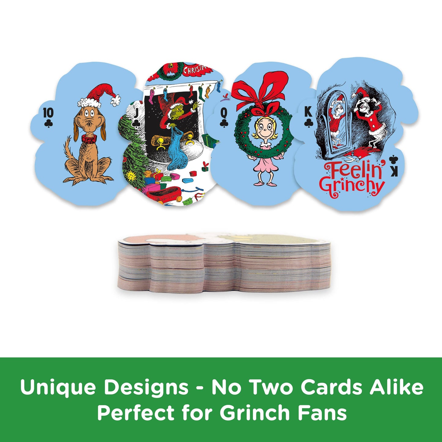 AQUARIUS, GAMAGO, ICUP, & ROCK SAWS by NMR Brands - The Grinch Christmas Shaped Playing Cards