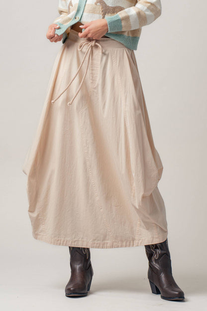 Urban Daizy - Balloon Hem Drawstring Maxi Skirt