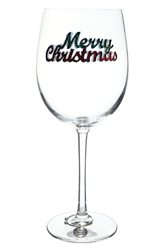 The Queens' Jewels® - Merry Christmas Holiday Jeweled Stemmed Wine Glass