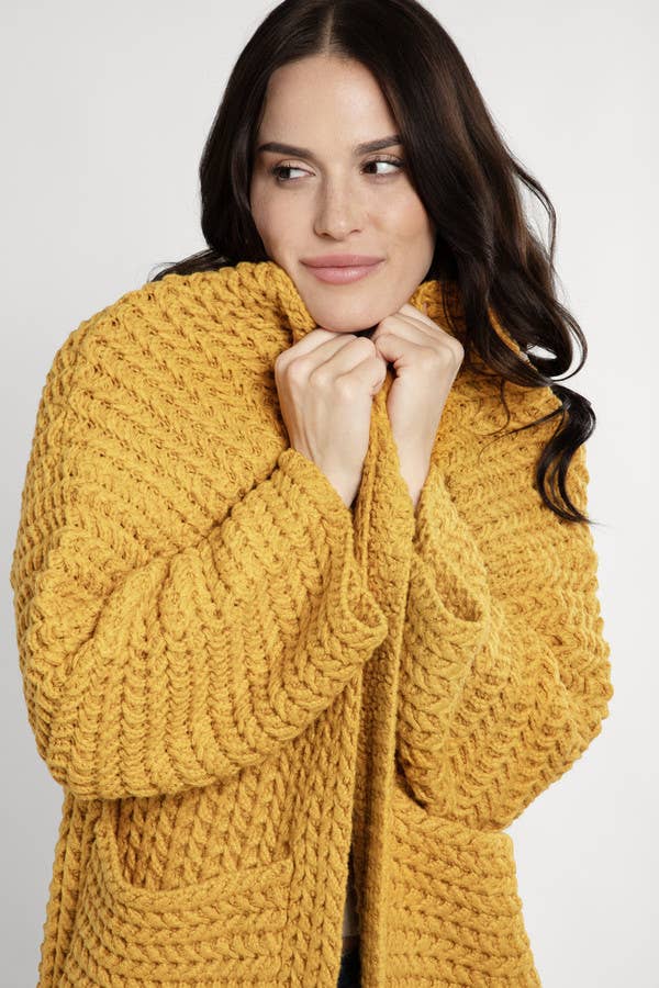 SAACHI - Long Sleeve Kimono Cable Knit Cardigan