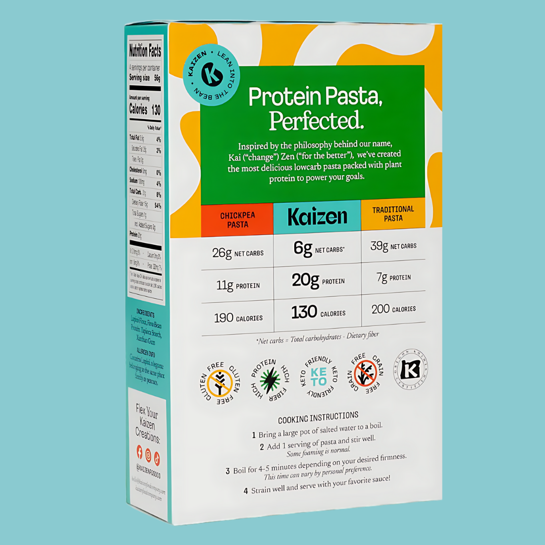 Kaizen Food Company - Fusilli 6g Net Carb High Protein Pasta - Low Carb, Keto