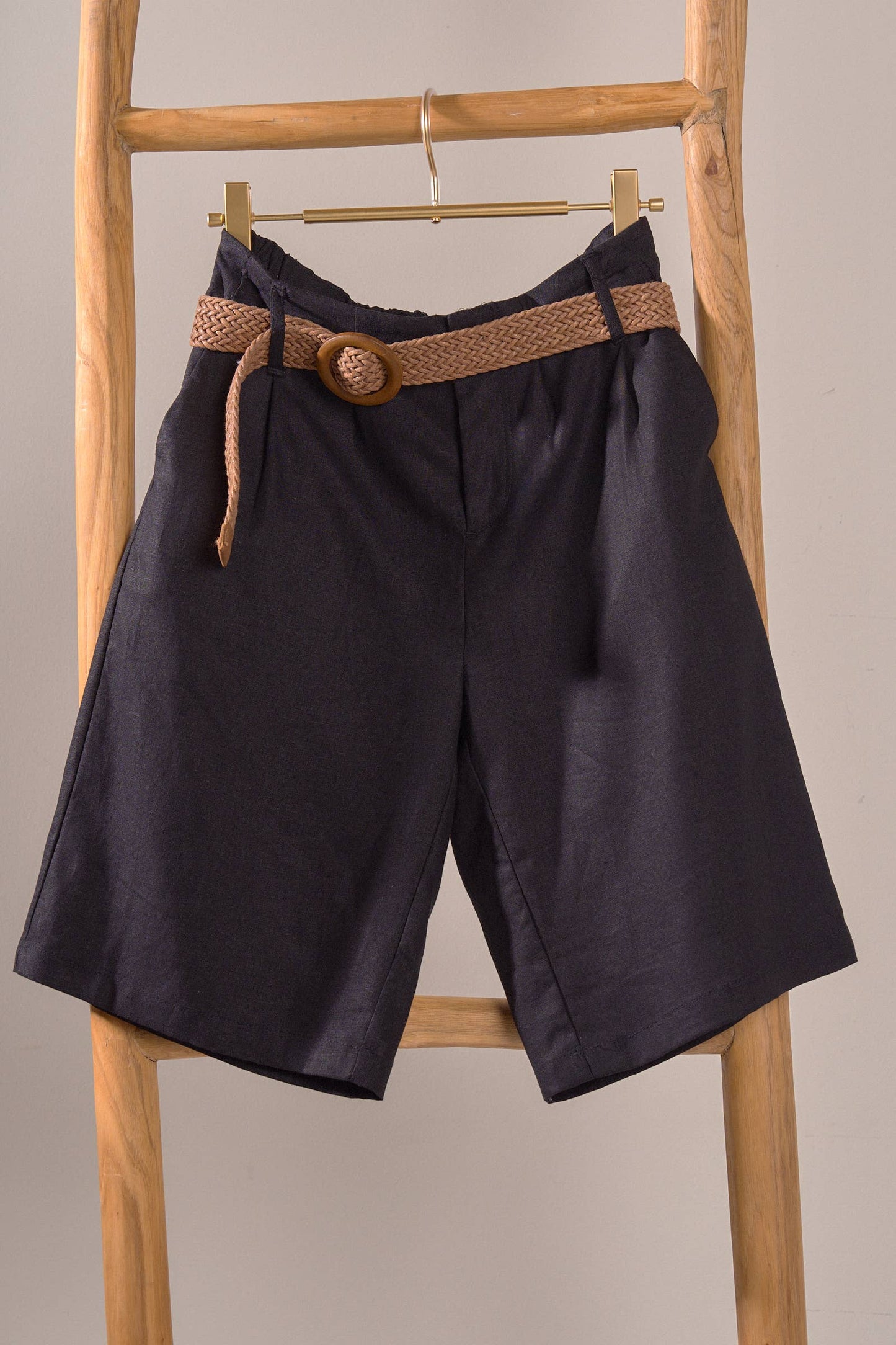 Urban Daizy - Linen Blend Belted Bermuda Shorts