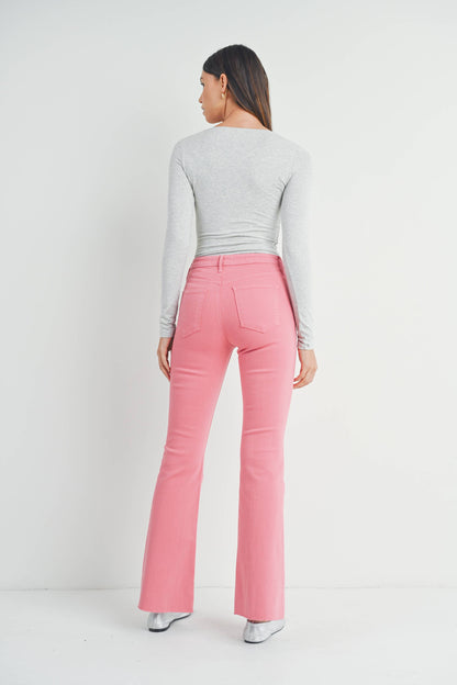 JUST BLACK DENIM - BP333J-A - ROSE QUARTZ - High Rise Scissor Cut Flare