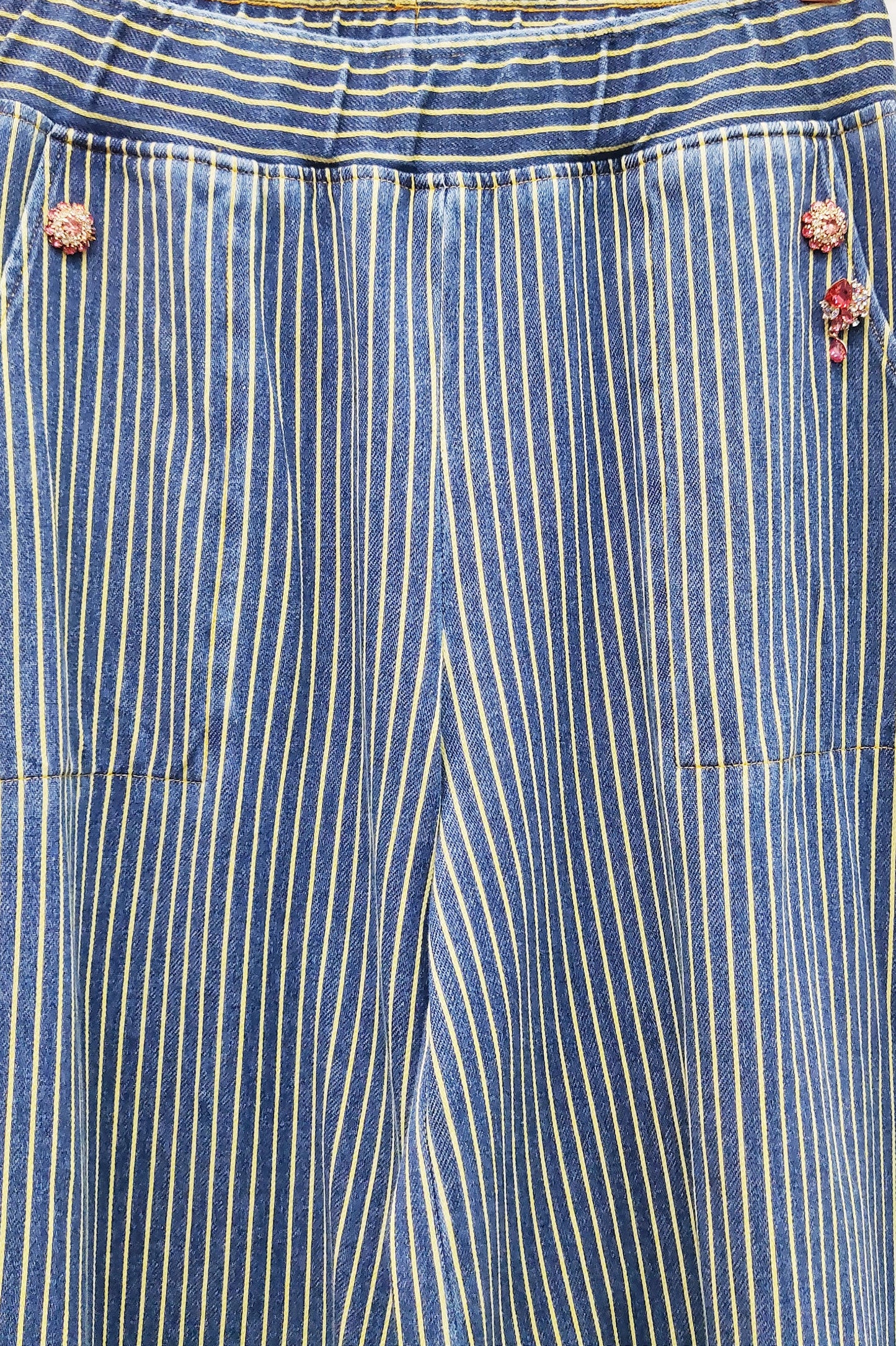 Aratta - Alaia Stripe Denim Pants: Denim Stripe / L