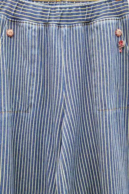 Aratta - Alaia Stripe Denim Pants: Denim Stripe / M