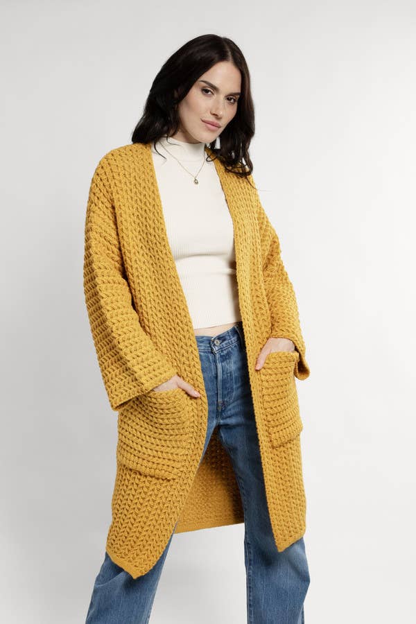 SAACHI - Long Sleeve Kimono Cable Knit Cardigan