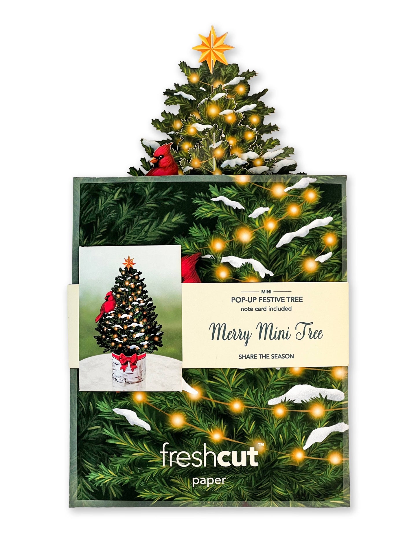 FreshCut Paper LLC - Merry Mini Tree (10 Mini Pop-up Greeting Cards)