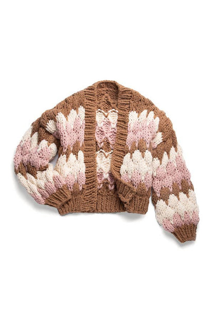 SAACHI - Camila Cropped Knitted Cardigan: Black & White