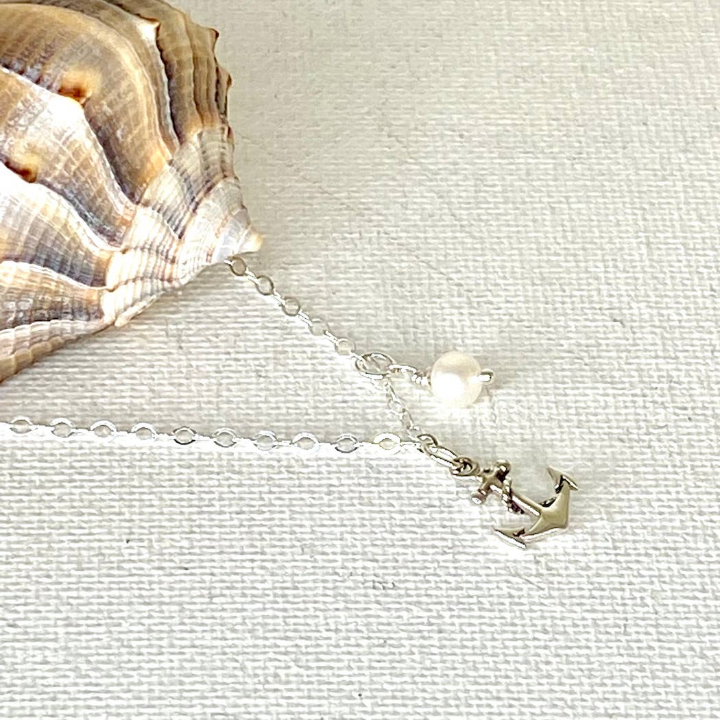 Jackie Gallagher Designs - Handmade Coastal Jewelry - Anchor in The Waves Necklace