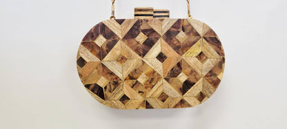 Ricki designs - BOX BAG WOOD INLAY OVAL