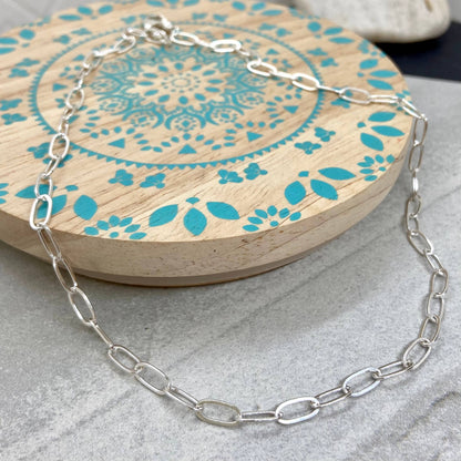 Simply Sterling Designs - Sterling Silver Paperclip Chain Choker Necklace: 16"