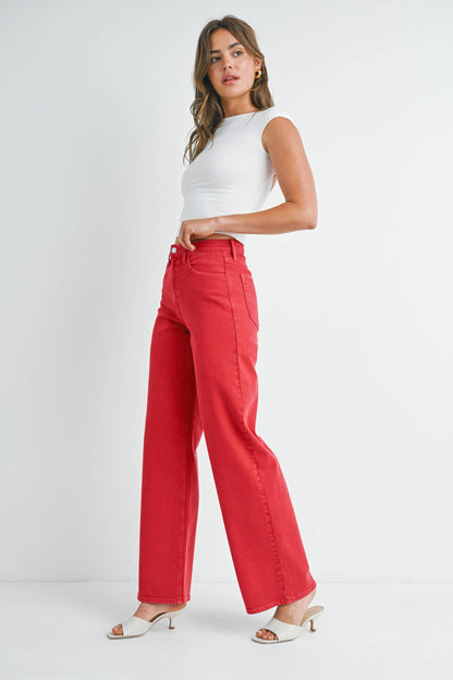 JUST BLACK DENIM - BP453J - VINTAGE RED - Relaxed Wide Leg