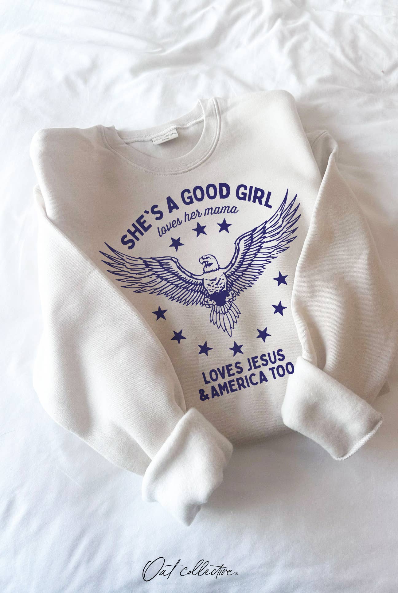 OAT COLLECTIVE - SHE'S A GOOD GIRL Graphic Sweatshirt - Pullover Style: DARK H. SAGE / S