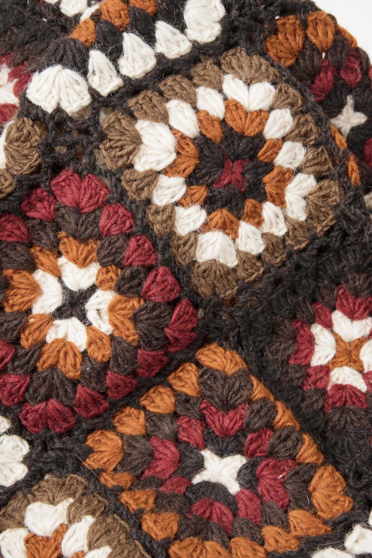 SAACHI - Woolen Granny Square Crochet Kimono: Brown