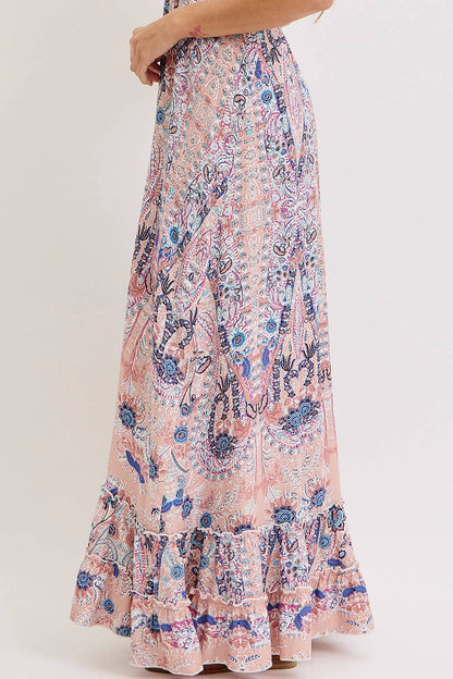 Sweet Lovely by Jen - BOHEMIAN FLORAL PRINT HALTER FLORAL  MAXI DRESS