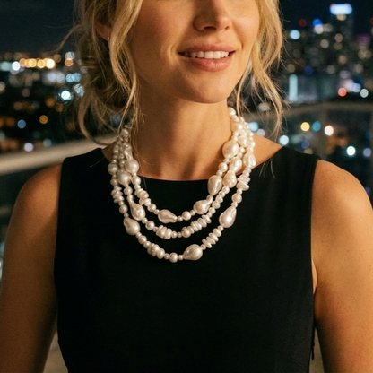 Bijoux Envie Statement Jewelry - Chunky Coastal Pearl Necklace | Handmade Statement Jewelry