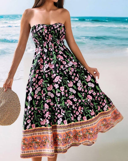 Rosa Clothing - Swing Style Bohemia Ethnic Floral maxi skirt