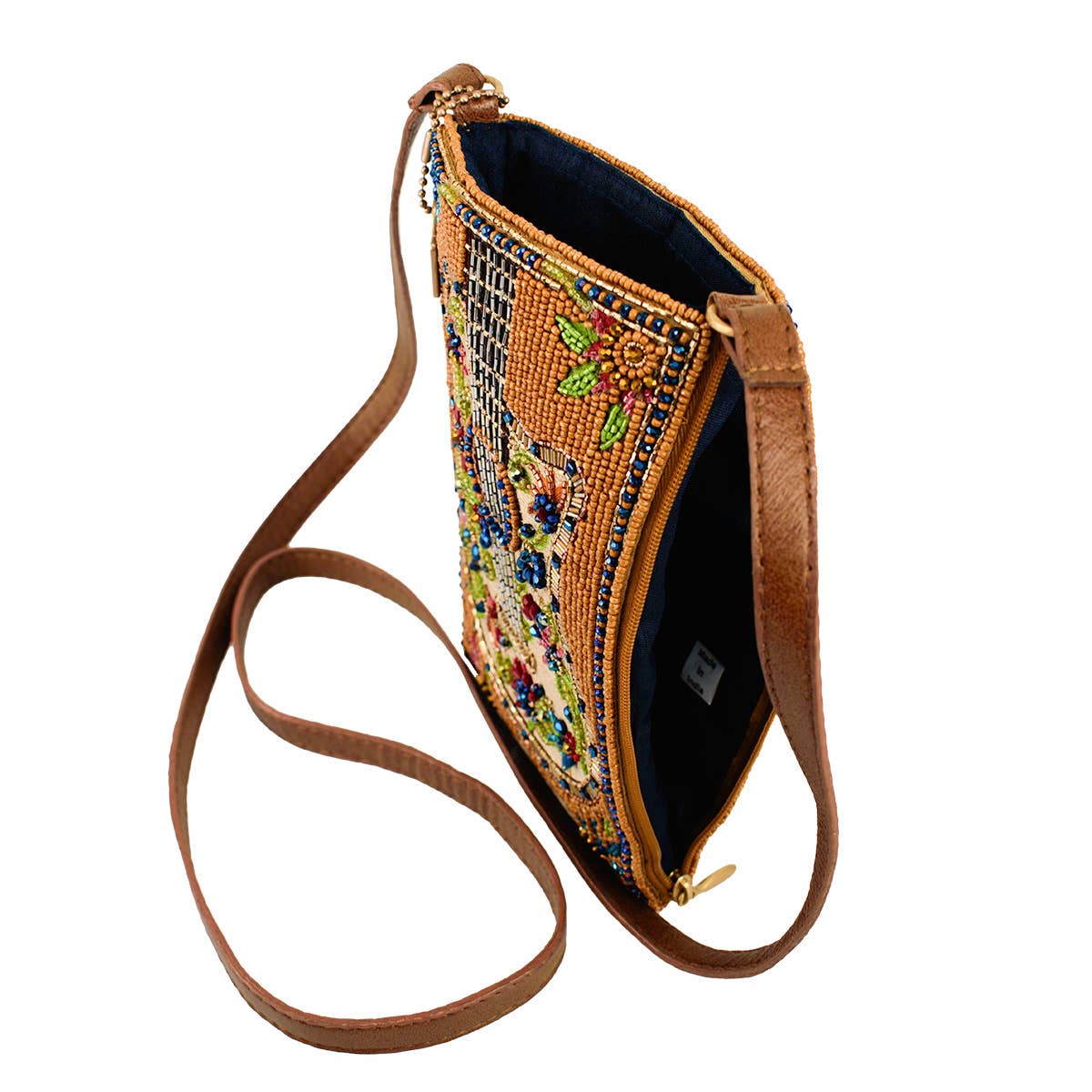 Mary Frances Accessories - Garden Groove Ivory Guitar with Flowers Beaded Crossbody