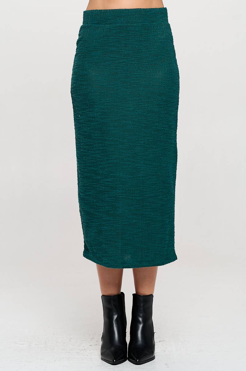 Renee C. - Made in USA Boude Knit Midi Skirt with Elastic Waistband