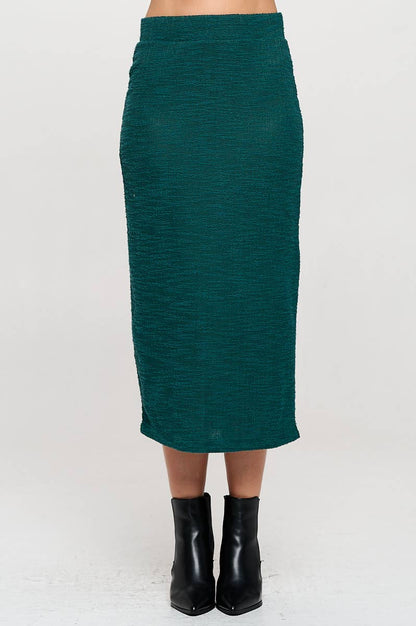 Renee C. - Made in USA Boude Knit Midi Skirt with Elastic Waistband