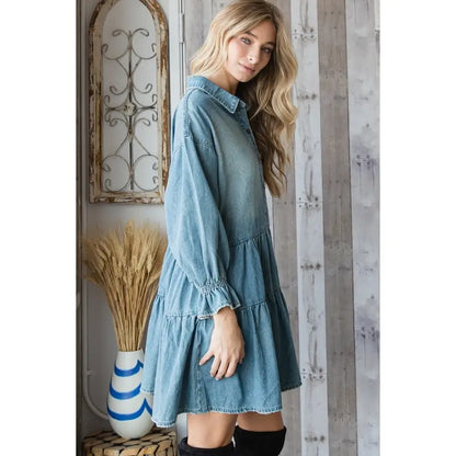 BJ's Closets - Washed Denim Shirt Mini Dress: S