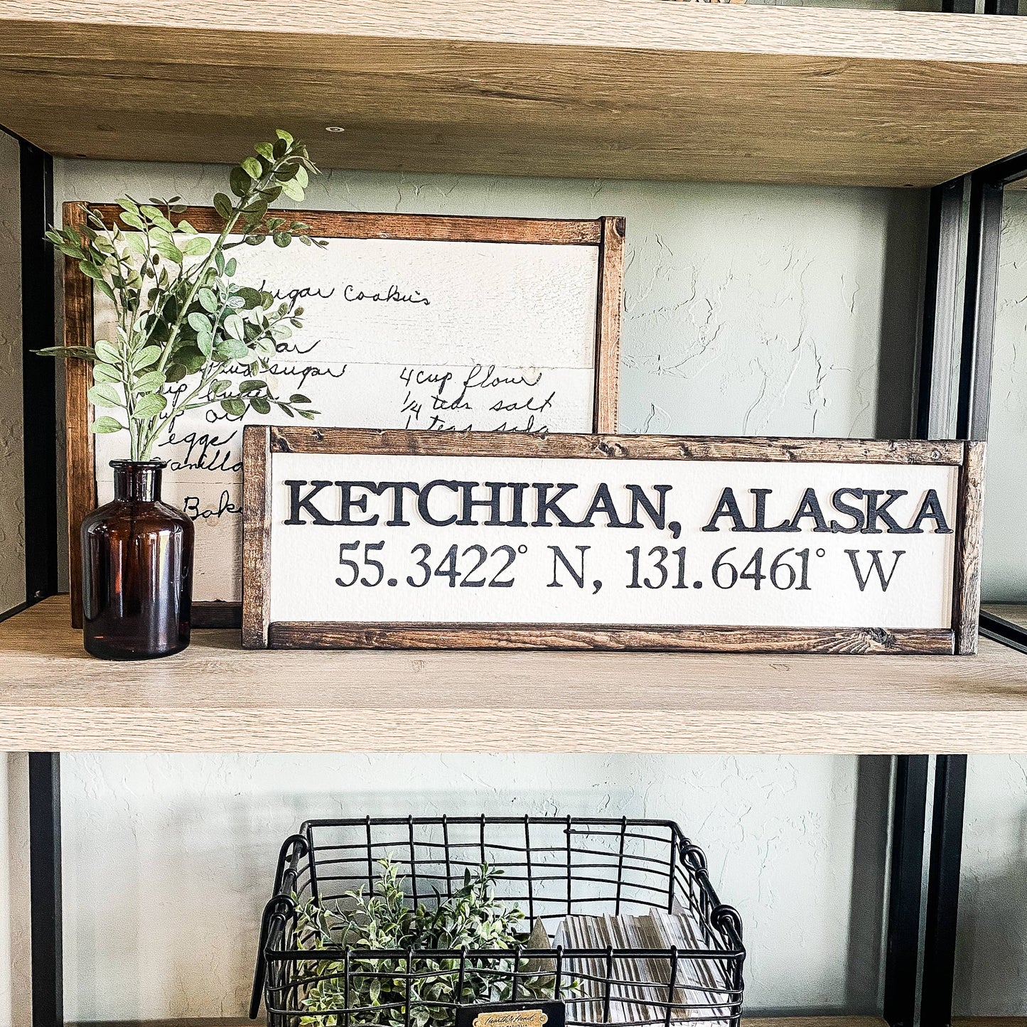 Dakota + Pine Design Co. - City, State With Coordinates Wood Laser 3D Sign: Classic Gray