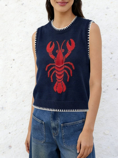 Rosa Clothing - Lobster pattern knit sweater vest tank top